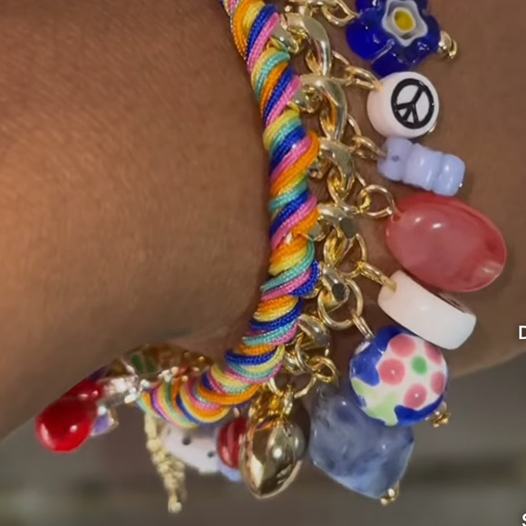🍓 NWT Viral Atterri chunky Multicolor Ceramic & Cubic Zirconia charm Bracelet - Picture 7 of 12